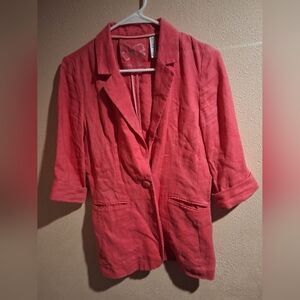Denim CO Pink 100% Linen Blazer Barbie Core 6